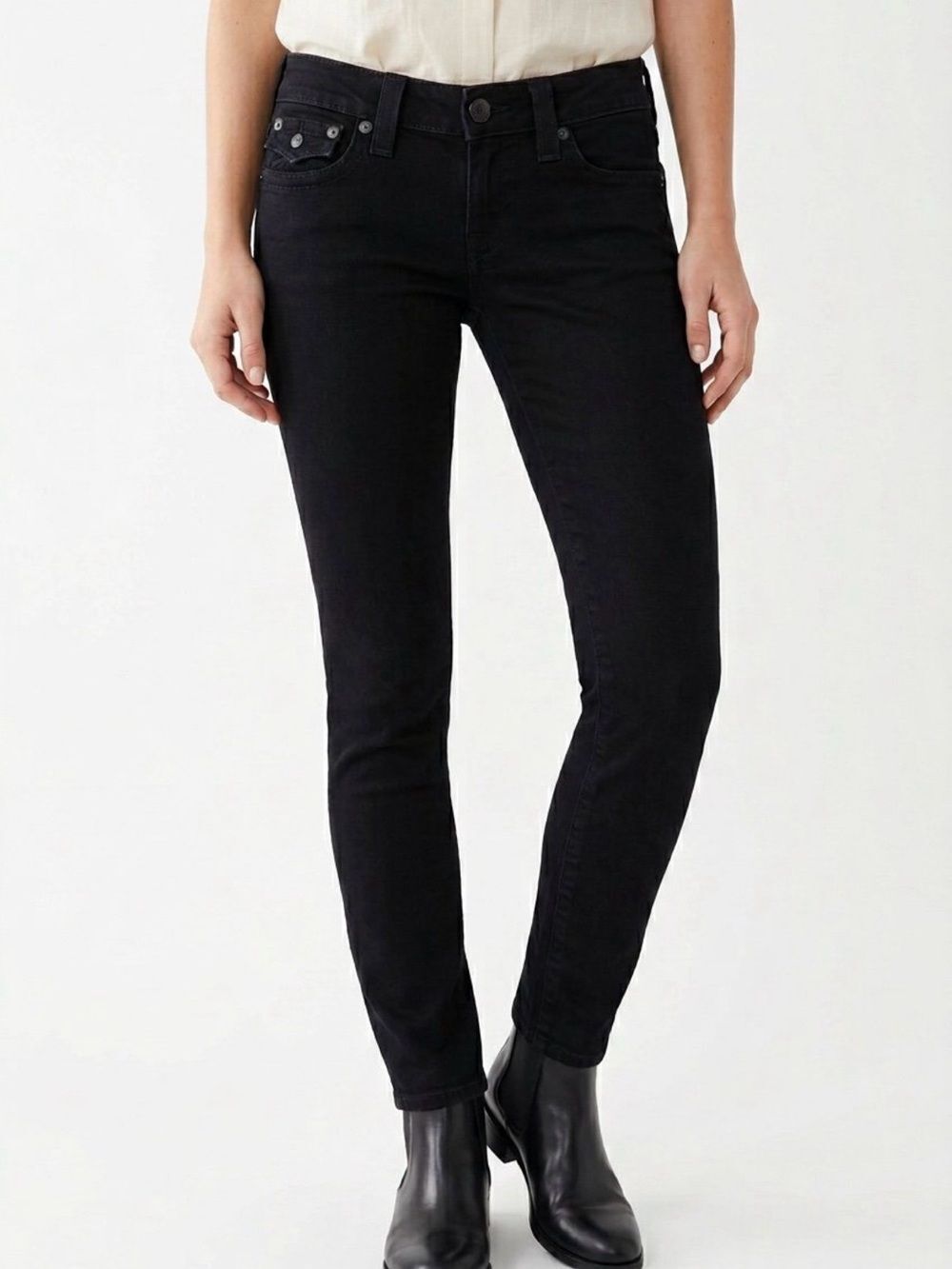 TRUE RELIGION | Billy Skinny Denim Jeans Black Wash Women’s Size 29 (8)